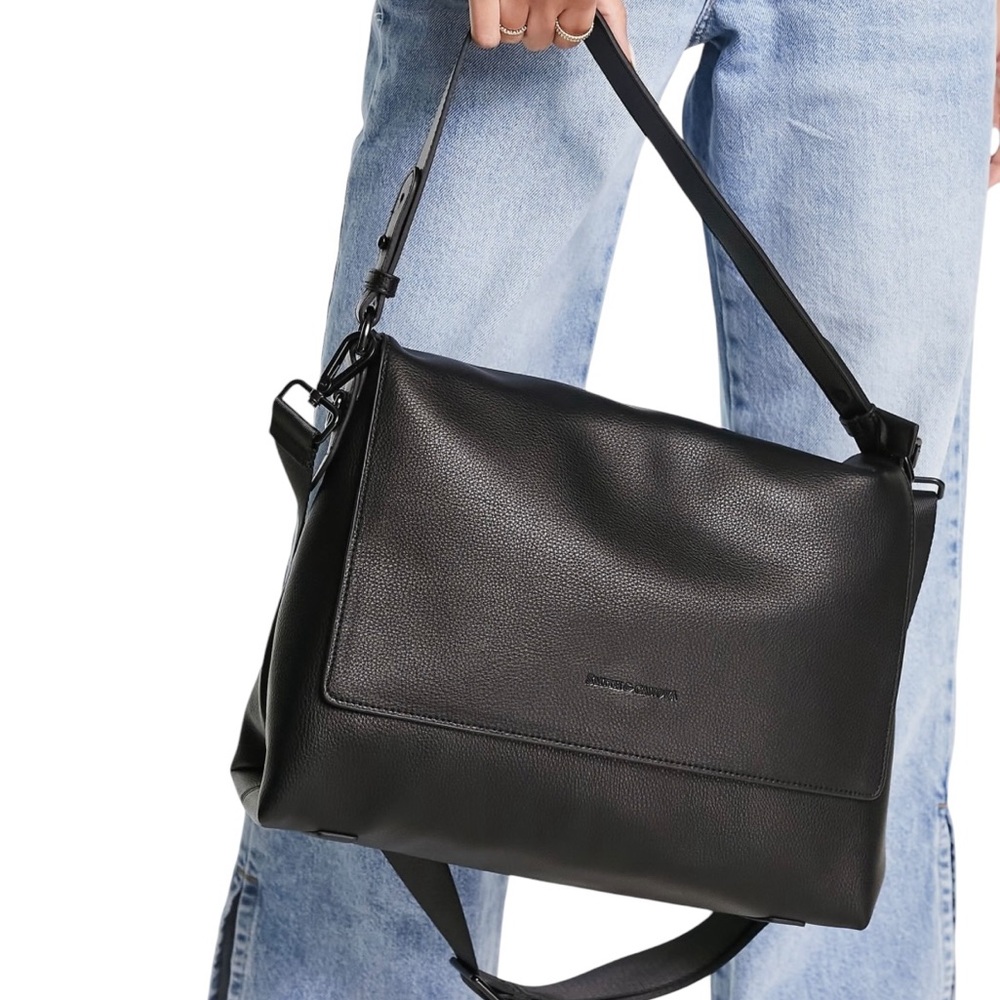 Smith & Canova Black Leather Shoulder Bag